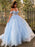 Ball Gown Tulle Applique Off-the-Shoulder Sleeveless Sweep/Brush Train Dresses - Prom Dresses