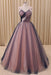 Ball Gown V Neck Dark Blue Tulle Prom with Applique Puffy Long Quinceanera Dress - Prom Dresses
