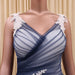 Ball Gown V Neck Dark Blue Tulle Prom with Applique Puffy Long Quinceanera Dress - Prom Dresses