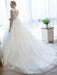 Ball Gown V Neck Tulle Court Train Appliques Lace Backless Wedding Dress - Wedding Dresses