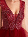 Ball Gown Wedding Dress Princess Floor Length V Neck Sleeveless Sequins Tulle Bridal Dresses