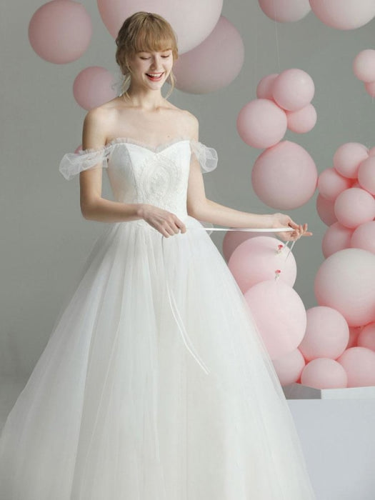 Princess Wedding Dresses Ivory Ball Gown Bridal Dress Strapless