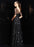 Bateau Neck Illusion Sweetheart Sequin Star Half Sleeves Tulle Prom Dress