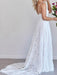 Beach Wedding Dress A Line Sweetheart Neck Straps Floor Length Lace Bridal Gown With Train