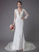 Beach Wedding Dresses Ivory Lace V Neck Long Sleeve Mermaid Bridal Gown With Train
