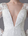 Beach Wedding Dresses Ivory Lace V Neck Long Sleeve Mermaid Bridal Gown With Train