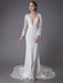 Beach Wedding Dresses Ivory Lace V Neck Long Sleeve Mermaid Bridal Gown With Train