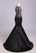 Beautiful Affordable Beautiful Black Mermaid Sleeveless Beaded Satin Prom Dress Long Evening Dresses - Prom Dresses