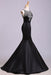 Beautiful Affordable Beautiful Black Mermaid Sleeveless Beaded Satin Prom Dress Long Evening Dresses - Prom Dresses