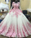 Beautiful Fabulous Latest Ball Gown New Style Long Sleeve Tulle Prom with Pink Flowers Ivory Wedding Dress - Prom Dresses