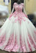 Beautiful Fabulous Latest Ball Gown New Style Long Sleeve Tulle Prom with Pink Flowers Ivory Wedding Dress - Prom Dresses