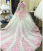 Beautiful Fabulous Latest Ball Gown New Style Long Sleeve Tulle Prom with Pink Flowers Ivory Wedding Dress - Prom Dresses