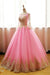 Beautiful Precious Affordable Ball Gown Pink Tulle Prom with Gold Appliques Long Sleeves Quinceanera Dress - Prom Dresses
