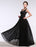 Black Evening Dress Lace Sweatheart Maxi Party Dress A Line Sleeveless Floor Length Mother's Dress