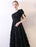 Black Evening Dress One Shoulder Prom Dress Long Lace Ruffles Floor Length Formal Dress With Sash