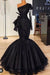 Black Glitter Mermaid Prom Dress Long Sleeves Floral Lace Party Dress - Prom Dresses
