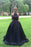 Black Halter Satin Prom Beading Long Evening Dress with Pockets - Prom Dresses