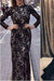 Black Mermaid Jewel Sleeve Lace Open Back Evening Dress Long Prom Dress - Prom Dresses