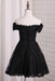 Black Off Shoulder Lace Homecoming Dress A Line Cheap Short Graduation Dresses - Prom Dresses