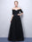 Black Prom Dresses 2021 Long Off The Shoulder Evening Dress Half Sleeve Pleated Maxi Formal Gowns