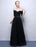 Black Prom Dresses 2021 Long Off The Shoulder Evening Dress Half Sleeve Pleated Maxi Formal Gowns