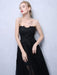 Black Prom Dresses Strapless Long Party Dress Lace Applique Sweetheart Illusion Formal Evening Dress