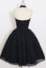 Black Sleeveless Homecoming Simple Halter Party Dresses Tea Length Graduation Dress - Prom Dresses