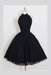 Black Sleeveless Homecoming Simple Halter Party Dresses Tea Length Graduation Dress - Prom Dresses