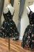 Black Spaghetti Straps Sleeveless Homecoming Dress with Lace Flowers Cute Prom Gown - Prom Dresses