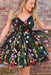 Black Spaghetti Straps Sleeveless Homecoming Dress with Lace Flowers Cute Prom Gown - Prom Dresses