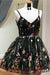 Black Spaghetti Straps Sleeveless Homecoming Dress with Lace Flowers Cute Prom Gown - Prom Dresses