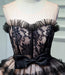 Black Strapless Satin Homecoming Lace Cheap Graduation Dress with Crystals - Prom Dresses