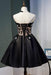 Black Strapless Satin Homecoming Lace Cheap Graduation Dress with Crystals - Prom Dresses