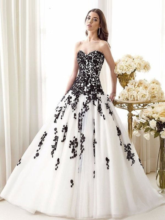 Black Wedding Dresses Tulle Princess Silhouette Sleeveless Low Rise Wa ...