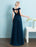 Blue Prom Dress 2021 Long Tulle Beading Evening Dresses Dark Navy Backless Floor Length Party Dresses wedding guest dress