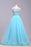 Blue Scoop Sleeveless Tulle Prom with Sequins Floor Length Puffy Evening Dress - Prom Dresses