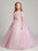 Flower Girl Dresses Blush Pink Off The Shoulder Applique Back Illusion Floor Length Kids Pageant Dresses