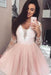 Blush Pink Prom Dresses Lace Tulle Long Sleeve Short Homecoming Dress - Prom Dresses
