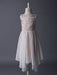 Blush Pink Flower Girl Boho Dress Tea Length Lace Chiffon Irregular Design Kids Party Dresses