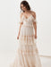 Boho Wedding Dress Suit 2021 V Neck Floor Length Lace Multilayer Bridal Gown Dress And Outfit