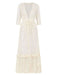 Boho Wedding Dress Suit 2021 V Neck Floor Length Lace Multilayer Bridal Gown Dress And Outfit