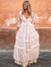 Boho Wedding Dress Suit 2021 V Neck Floor Length Lace Multilayer Bridal Gown Dress And Outfit