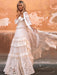 Boho Wedding Dress Suit 2021 V Neck Floor Length Lace Multilayer Bridal Gown Dress And Outfit