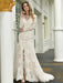 Boho Wedding Dress V Neck Sleeveless Natural Waist Lace Bridal Gowns With Train