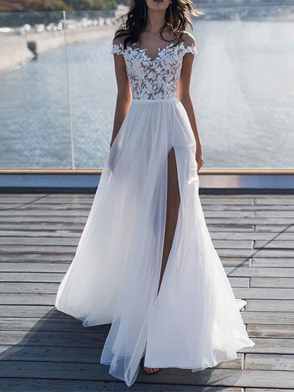 All Lace Style Long Sleeve Floor Length Boho Wedding Dresses — Bridelily