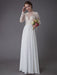 Boho Wedding Dresses Chiffon Jewel Long Sleeve Pleated A Line Beach Bridal Gowns