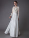 Boho Wedding Dresses Chiffon Jewel Long Sleeve Pleated A Line Beach Bridal Gowns