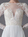 Boho Wedding Dresses Chiffon Jewel Long Sleeve Pleated A Line Beach Bridal Gowns