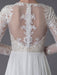 Boho Wedding Dresses Chiffon Jewel Long Sleeve Pleated A Line Beach Bridal Gowns