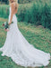 Boho Wedding Dresses Mermaid V Neck Sleeveless Lace Beach Bridal Dress With Train
